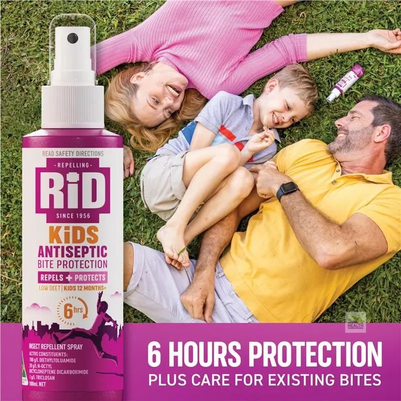 [Expiry Date: 09/2028} Rid Medicated Insect Repellent Kids Antiseptic Pump Spray 100mL