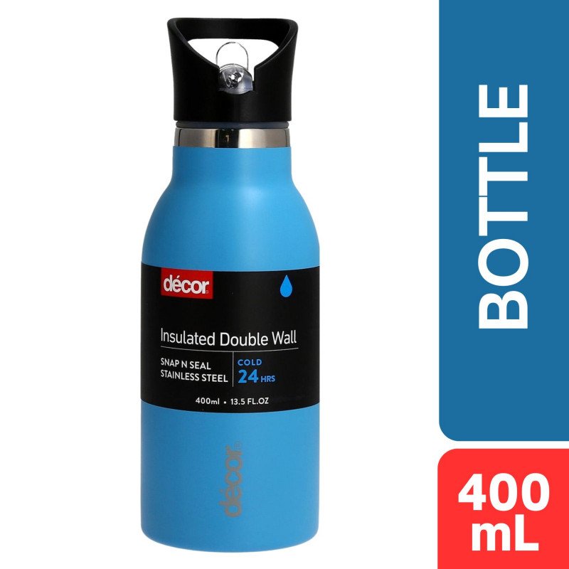 DECOR Decor Snap n Seal Insulated Double Wall Stainless Steel Bottle 400mL (Blue)
