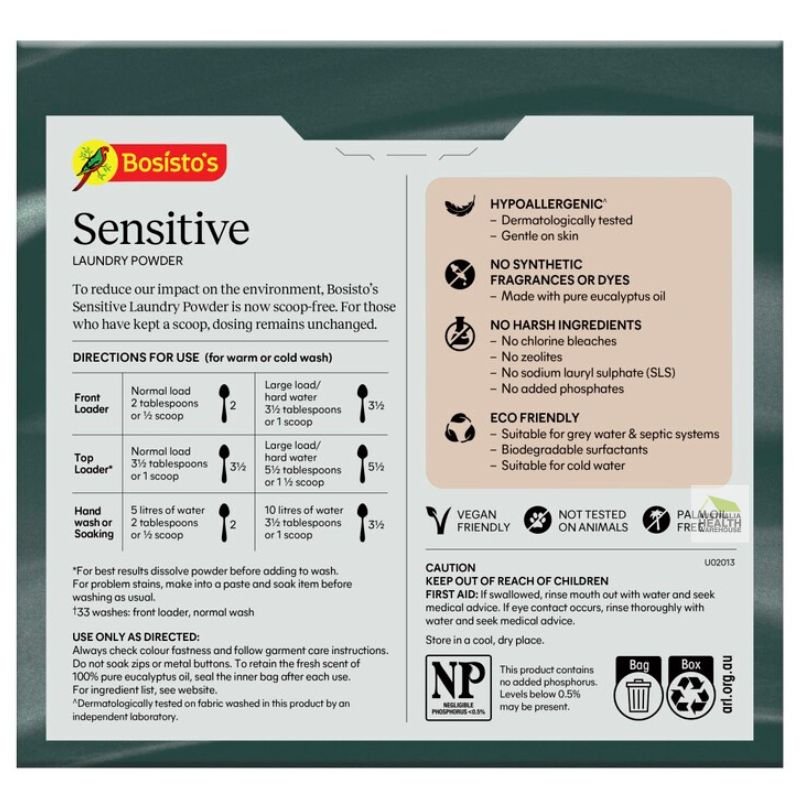 Bosisto's Sensitive Laundry Powder 1kg