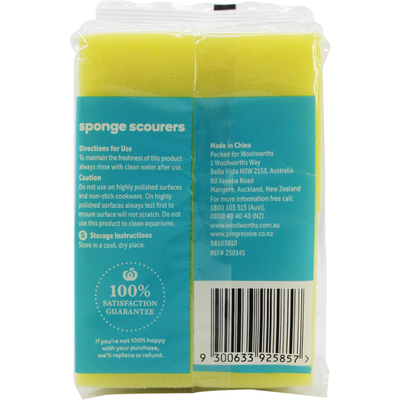 Woolworths Essentials Sponge Scourers Heavy Duty 6 Pack