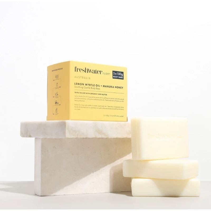Freshwater Farm Lemon Myrtle Oil + Manuka Honey Body Bar 3 x 100g Pack
