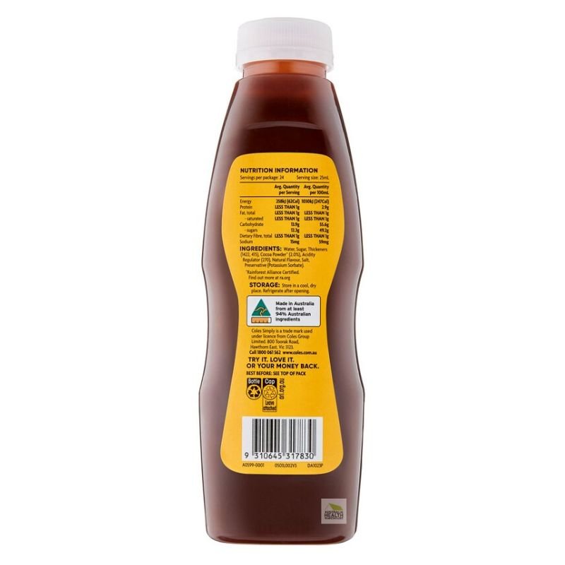 Coles Simply Chocolate Flavoured Topping 600mL