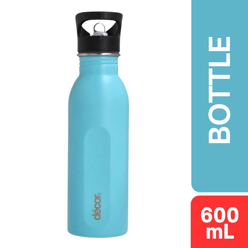 DECOR Decor Snap & Seal Straw Cap Stainless Steel Bottle 600mL (Blue)