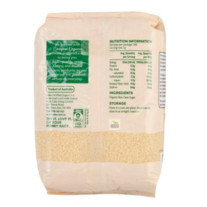 Coles Organic Australian Raw Sugar 1kg