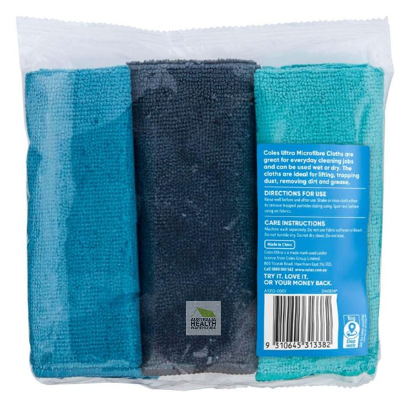 Coles Ultra Microfibre Cloths 3 Pack