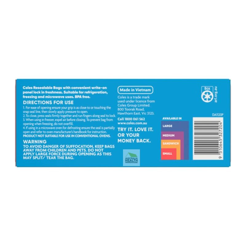 Coles Resealable Bags Small 50 Pack