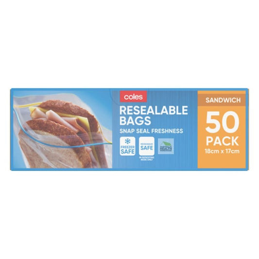 Coles Resealable Sandwich Bags 50 pack