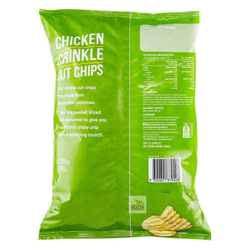 Coles Crinkle Cut Potato Chips Chicken 175g
