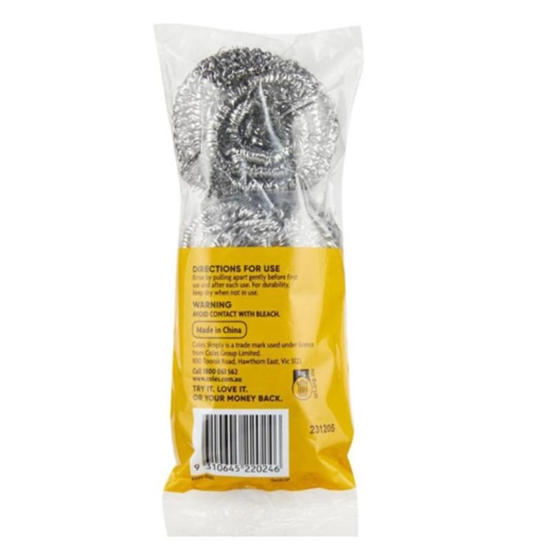 Coles Simply Stainless Steel Scourers 3 Pack