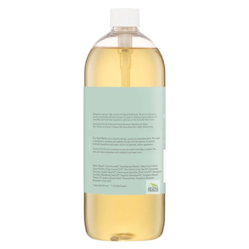 Beach Rd. Naturals Coconut Oil & Lime Hand Wash 1 Litre Refill