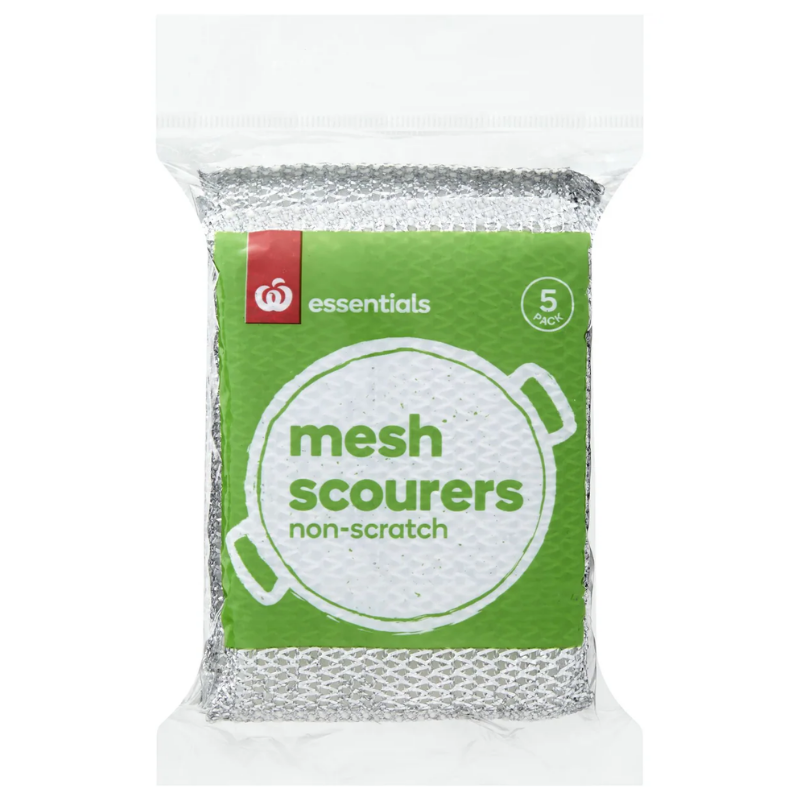 Woolworths Essentials Non-Scratch Sponge Scourer 5 Pack