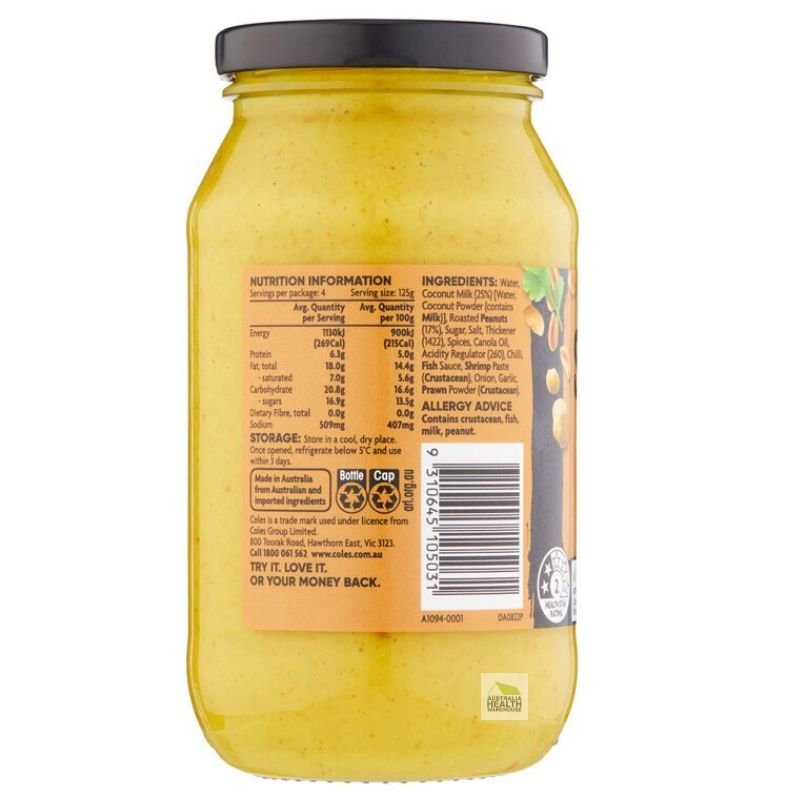 Coles Satay Simmer Sauce 500g