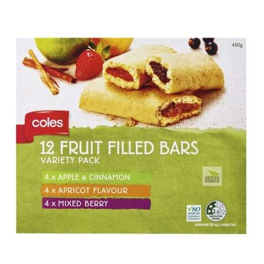 Coles Fruit Filled Bars 12 Variety Pack 450g