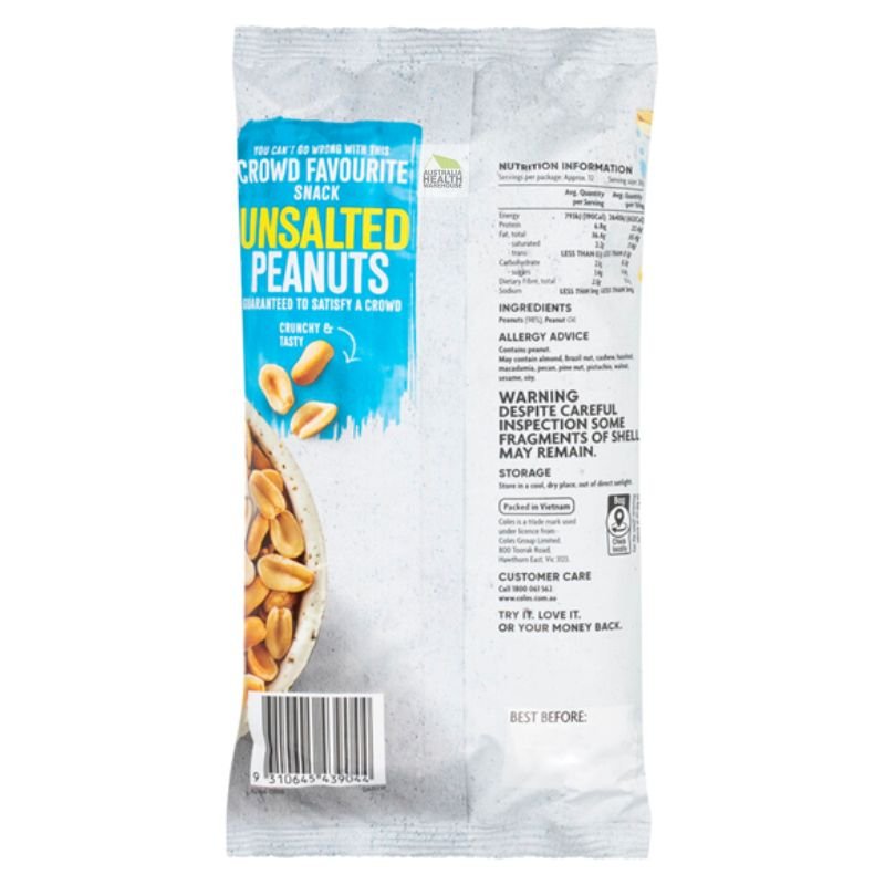 Coles Peanuts Unsalted 375g