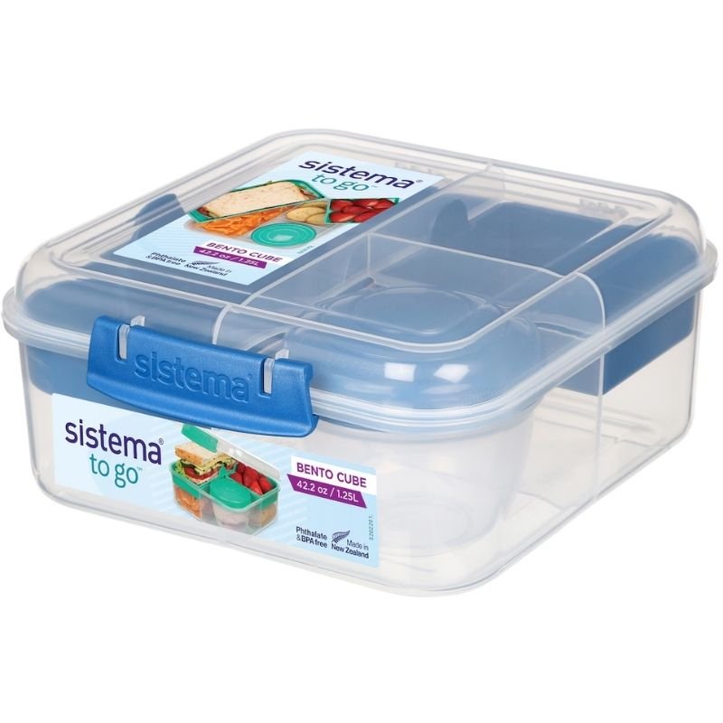 Sistema To Go Bento Cube Food Storage Container Assorted 1.25 Litre (BLUE)