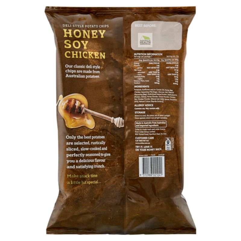 Coles Deli Style Potato Chips Honey Soy Chicken 175g