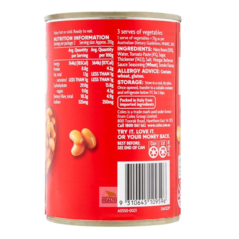 Coles Baked Beans in BBQ Sauce 425g