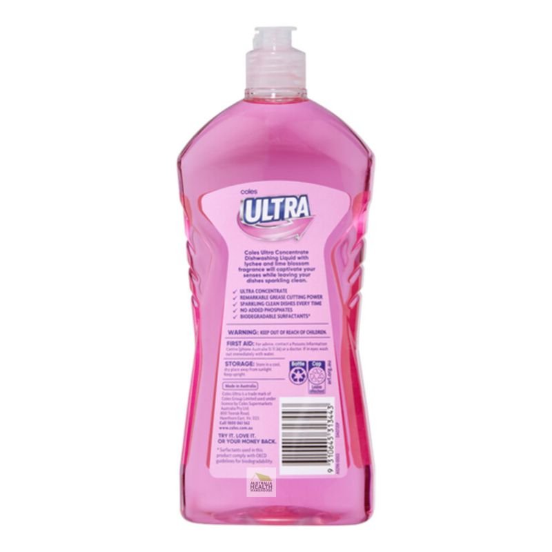 Coles Ultra Concentrate Dishwashing Liquid Lychee & Lime Blossom 900mL