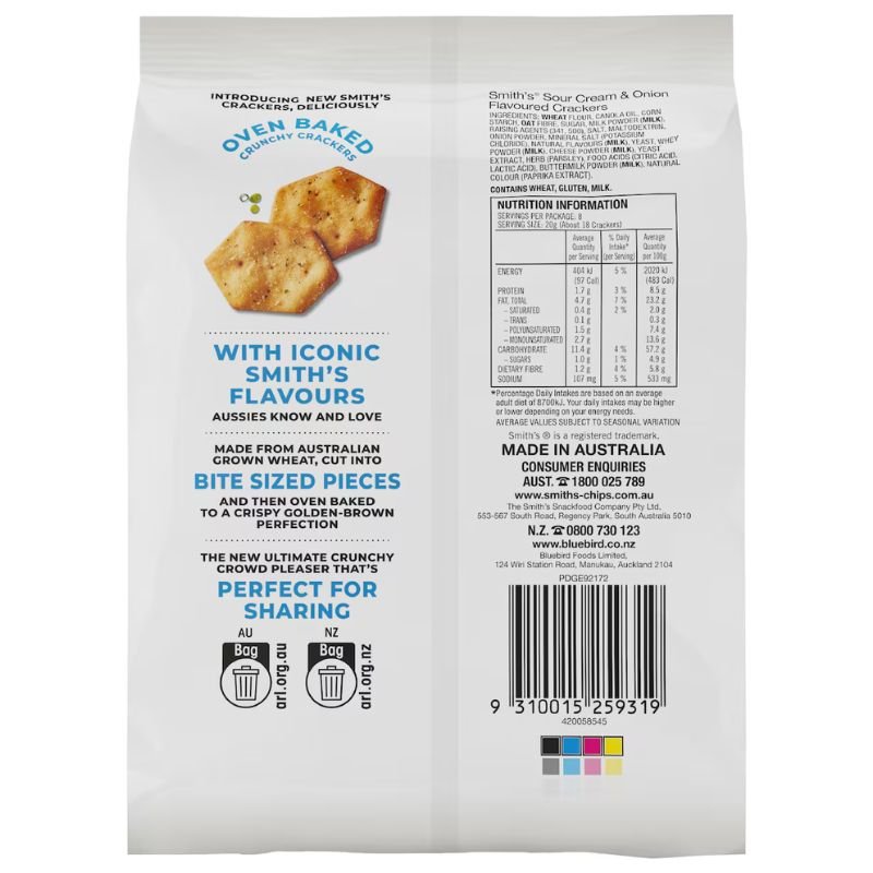 Smith's Crackers Sour Cream & Onion Snack 160g