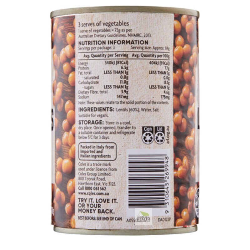 Coles Lentils Beans 420g