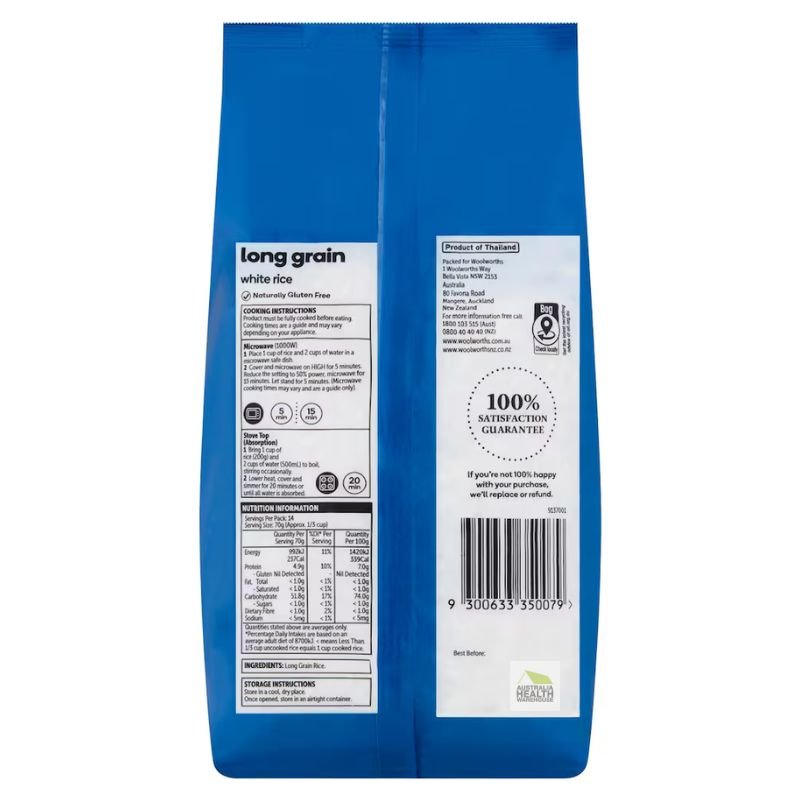 Woolworths Essentials Long Grain White Rice 1kg