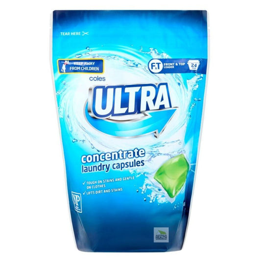 Coles Ultra Concentrate Laundry Liquid Capsules 24 pack