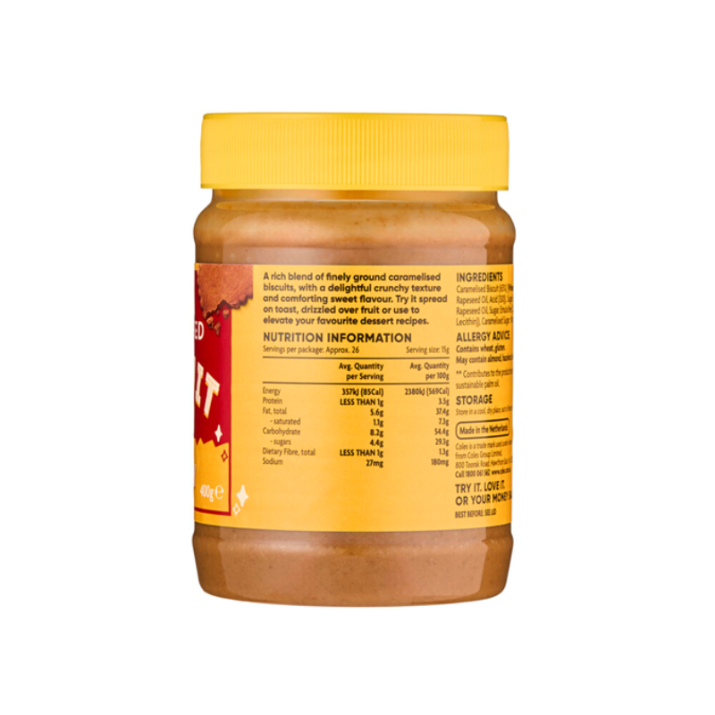 Coles Caramelised Biscuit Crunchy Spread 400g