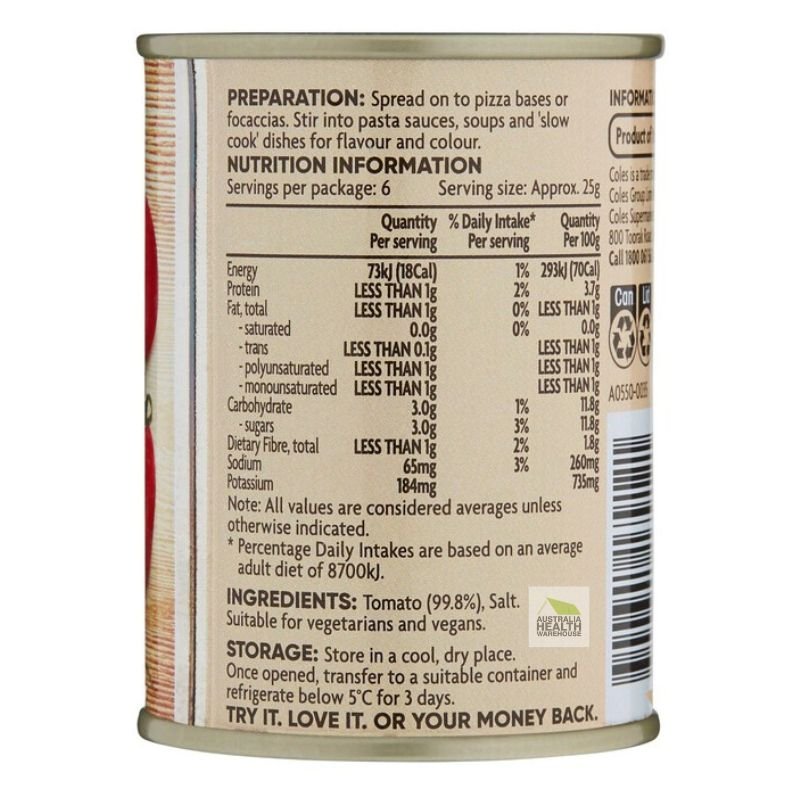 Coles Italian Tomato Paste 140g