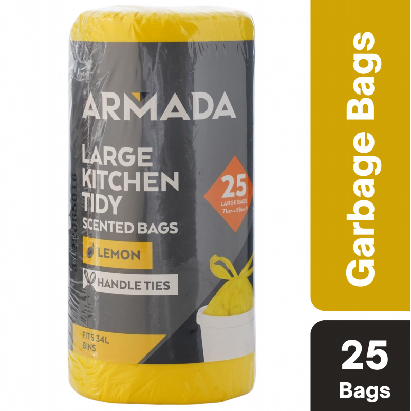 ARMADA Armada Large Kitchen Tidy Bag With Handle Ties Lemon Scented 25 pack
