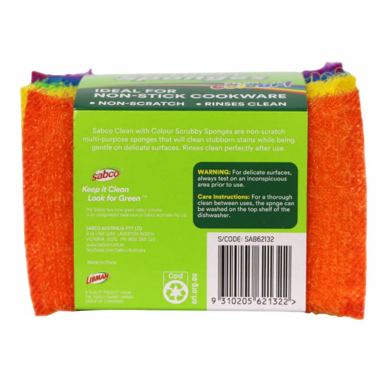 Sabco Scrubby Sponges Rainbow 5 Pack