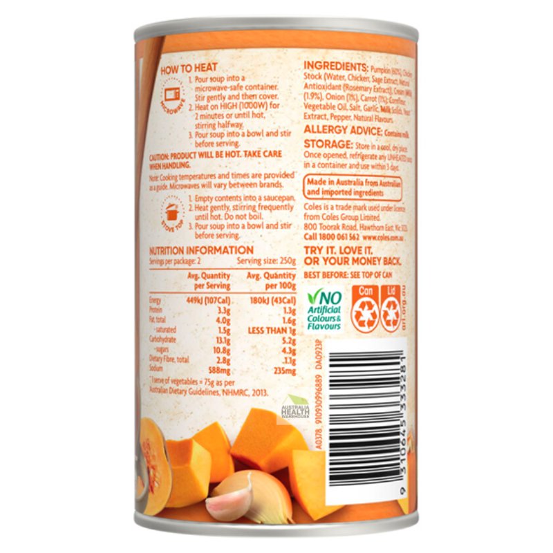 Coles Creamy Pumpkin Soup 500g