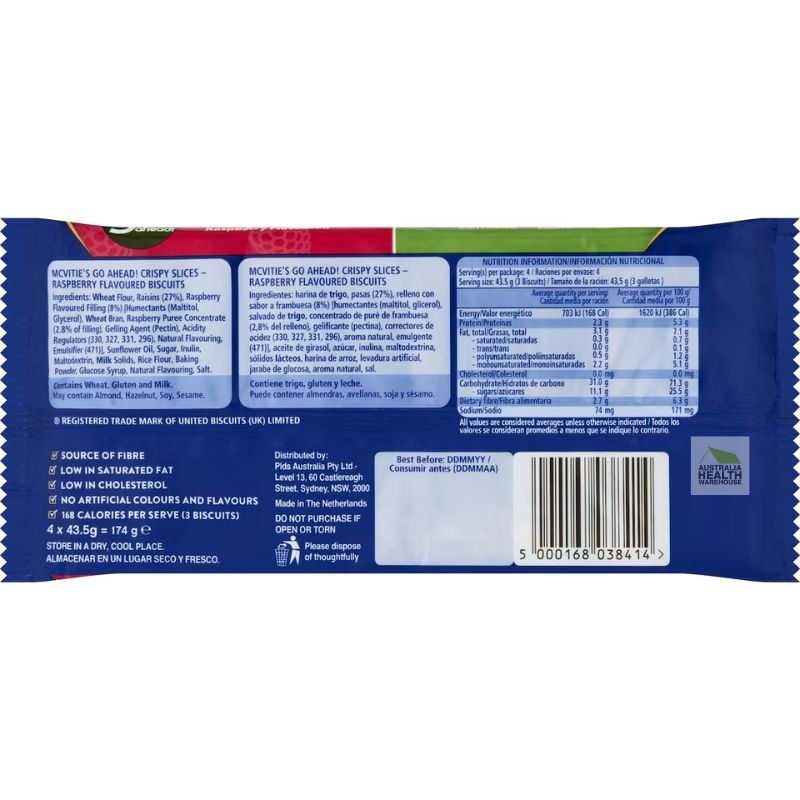 [CLEARANCE Expiry Date: 19/09/2025 McVitie’s Healthier Choice Go Ahead Biscuits Raspberry 4 Pack 174g