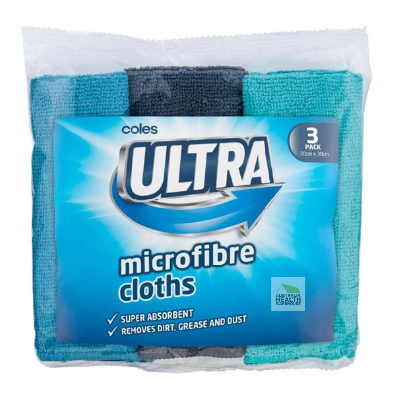 Coles Ultra Microfibre Cloths 3 Pack