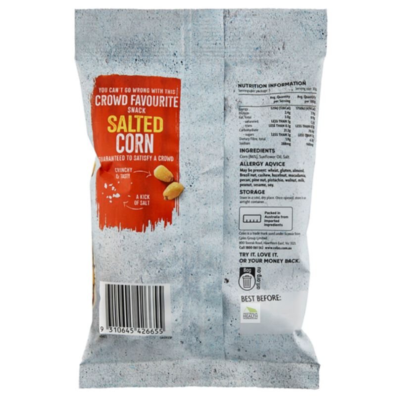 Coles Salted Crunchy Corn 150g