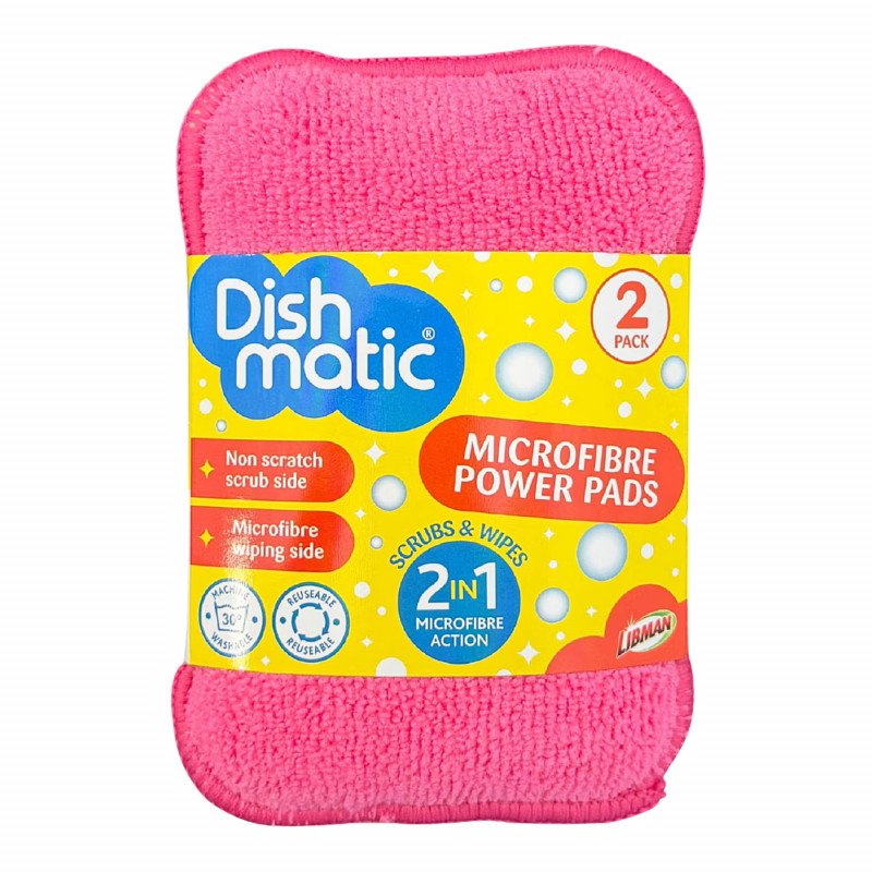 Dishmatic Microfibre Power Pads Scrub & Wipes 2 Pack