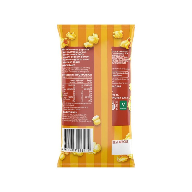 Coles Butter Flavoured Microwave Popcorn 100g