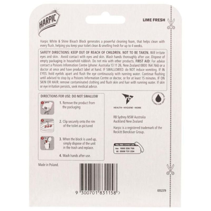 Harpic White & Shine Rimblock Fresh Lime Toilet Cleaner 39g