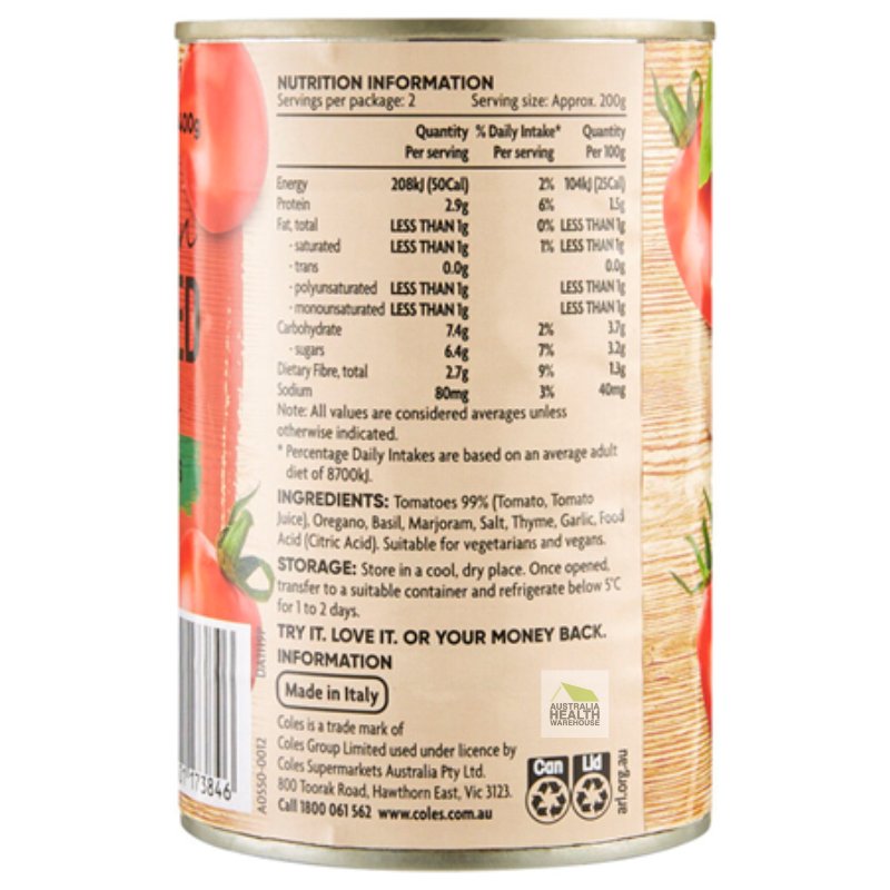 Coles Italian Crushed Tomatoes Mixed Herb 400g