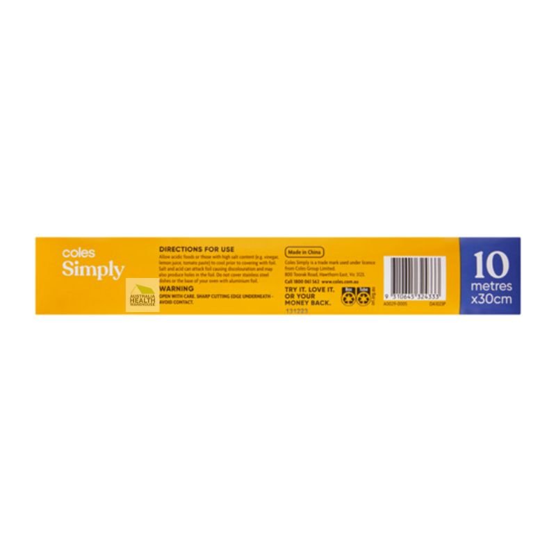 Coles Simply Aluminium Foil 10 Metres