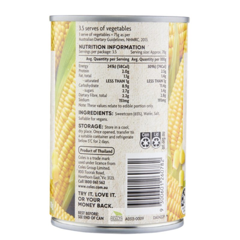 Coles Corn Kernels 420g