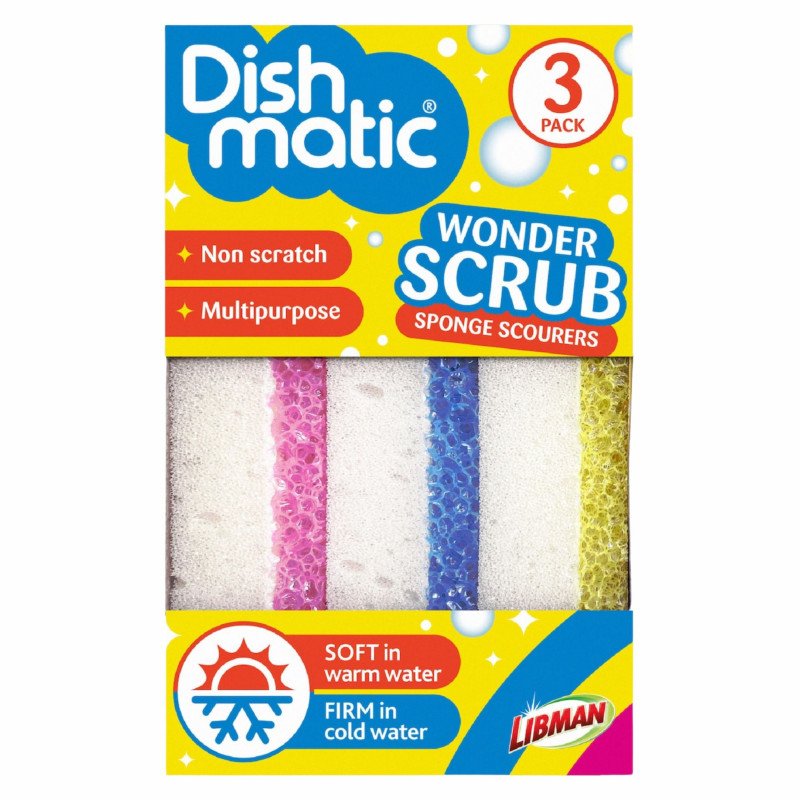 Dishmatic Wonder Scrub Sponge Scourers 3 Pack