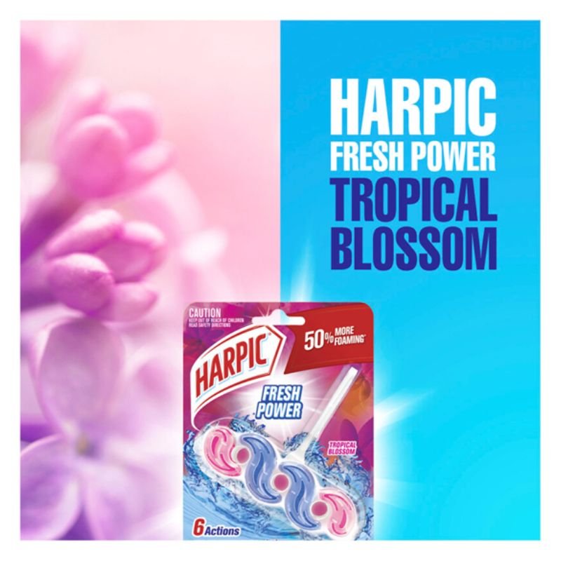 Harpic Fresh Power Rimblock Tropical Blossom Toilet Cleaner 39g