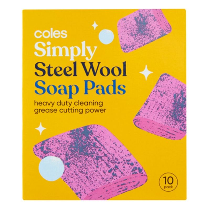 Coles Simply Steel Wool Soap Pads 10 Pack