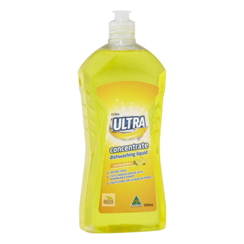 Coles Ultra Concentrate Dishwashing Liquid Lemon Burst 900mL