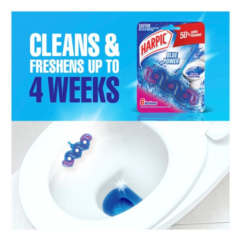 Harpic Blue Power Rim Block Floral Sensations Toilet Cleaner 39g