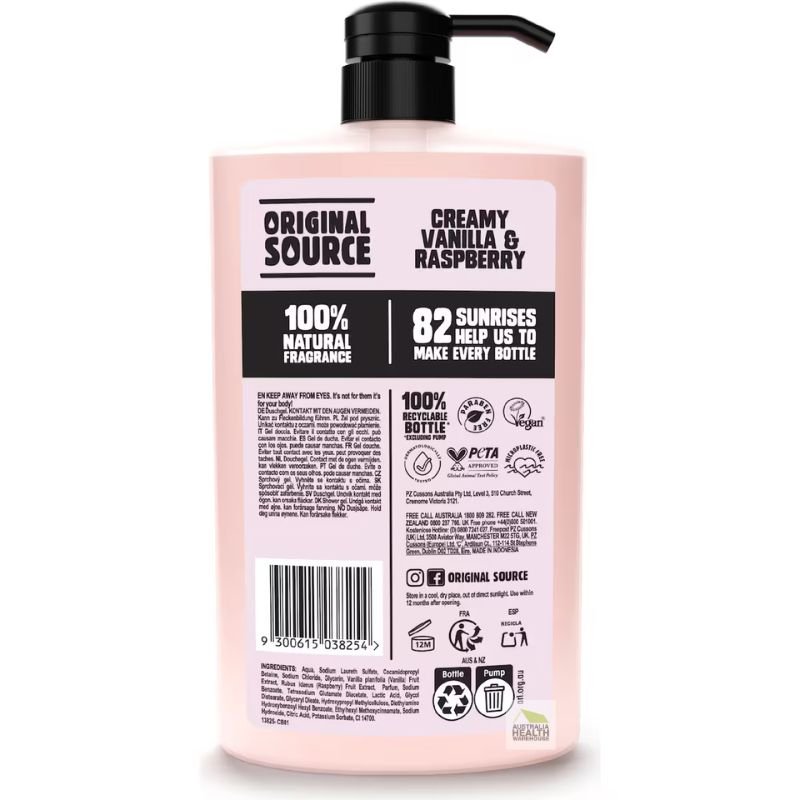 Original Source Creamy Vanilla & Raspberry Shower Gel 1 Litre