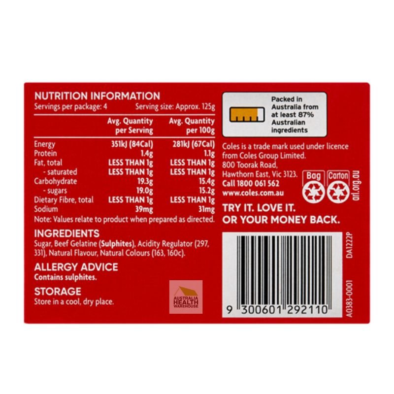 Coles Strawberry Flavoured Jelly Crystals 85g