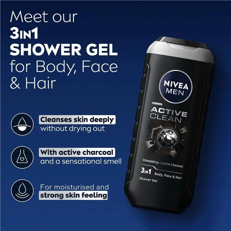 Nivea Men Active Clean Shower Gel 500mL