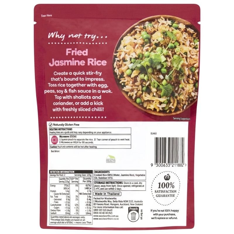 Woolworths Microwave Jasmine Rice 250g