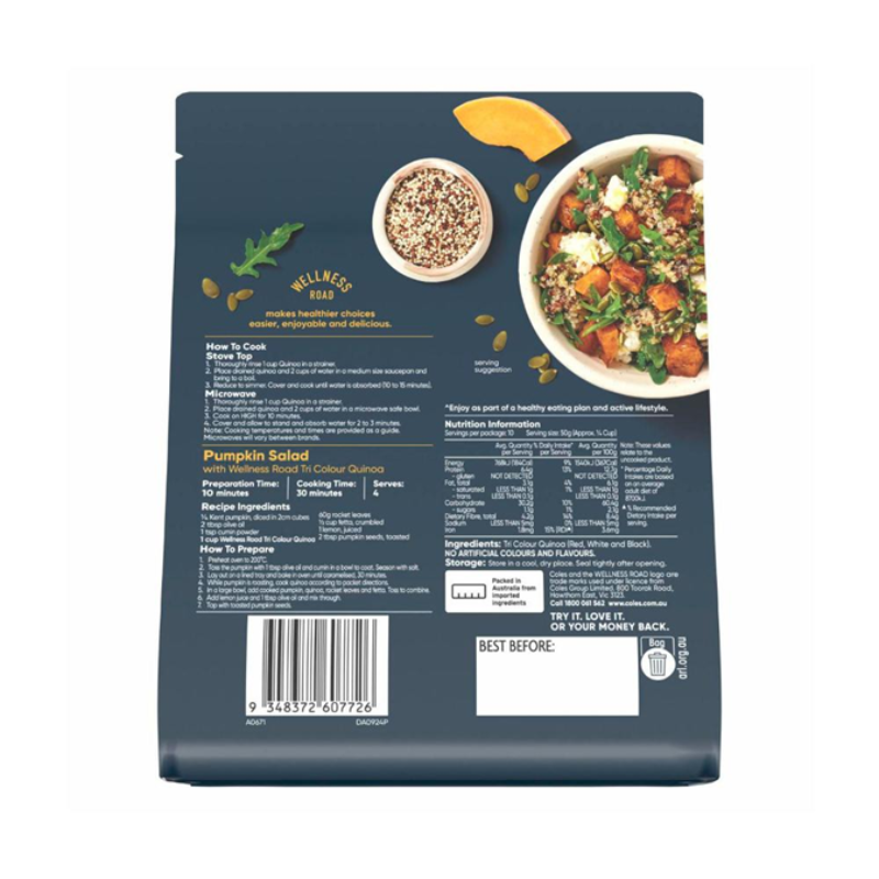 Coles Wellness Road Organic Tri Colour Quinoa 500g